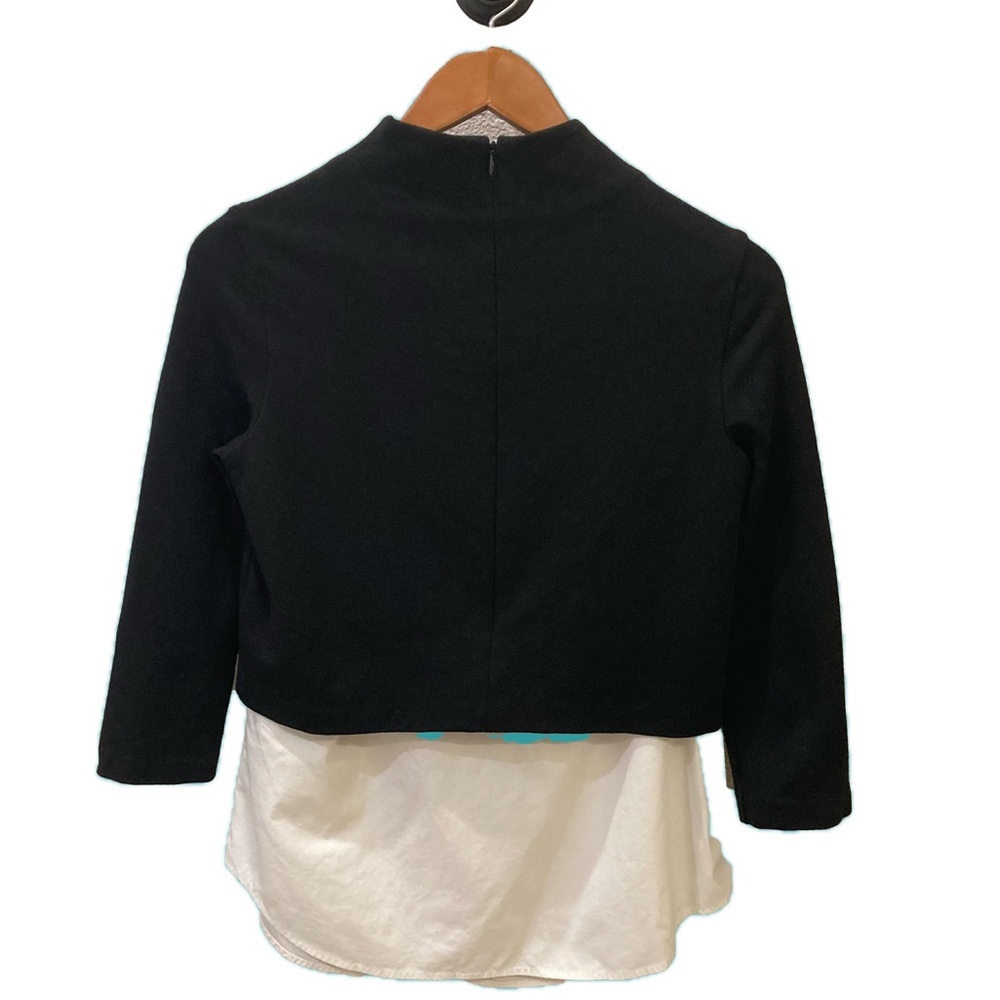 Theory Gracila FX Ponte layered blouse. Black/white. Size M. - Picture 6 of 9